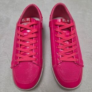 MiiM California Hot Pink Patent Mesh Lace Up Sneakers Womens Size